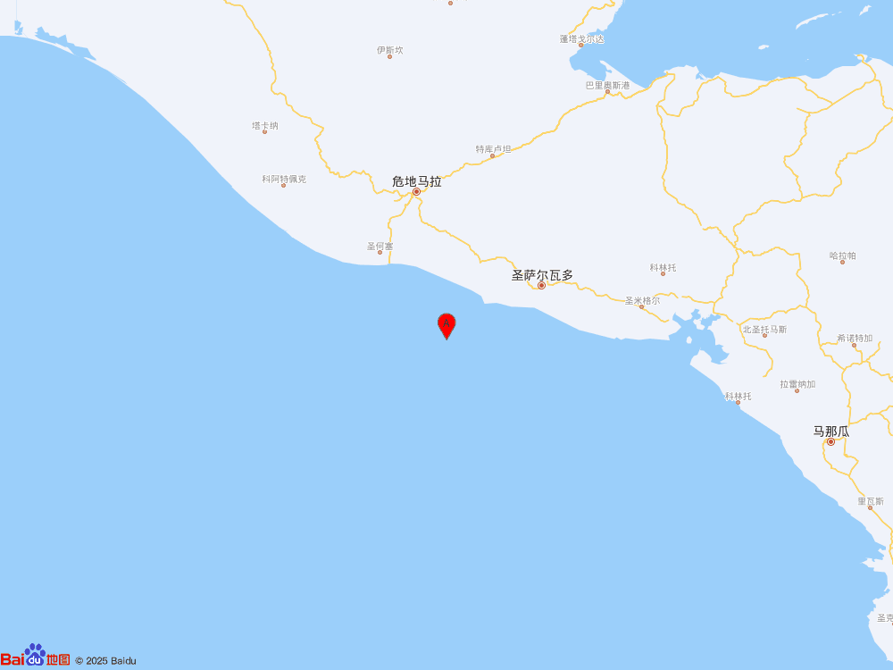 中美洲沿岸远海发生6.0级地震